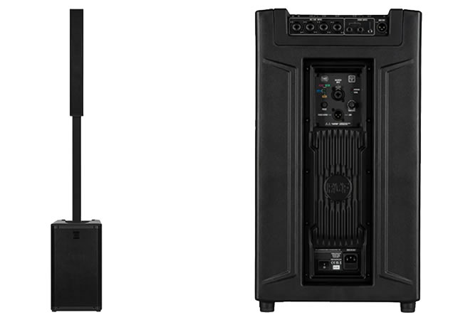 EVOX JMIX9 6x3"+12" Active 3-Way Column PA Speaker + Mixer Blk
