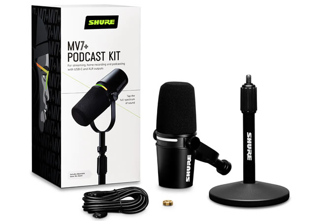 MV7+-K-BNDL Dynamic Podcast LED Microphone with Stand Black